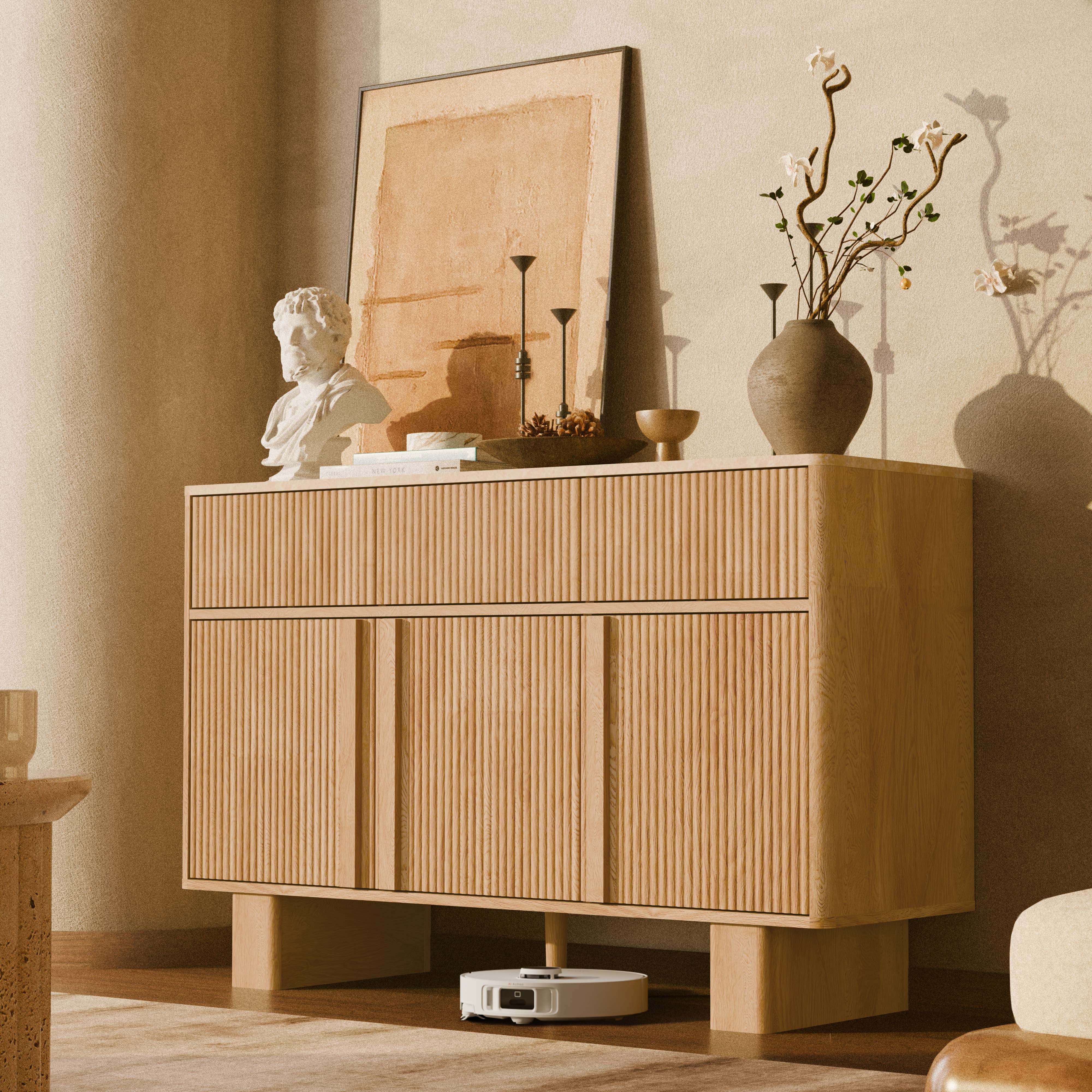 Sideboard Buffet Cabinet with Storage,Light Oak